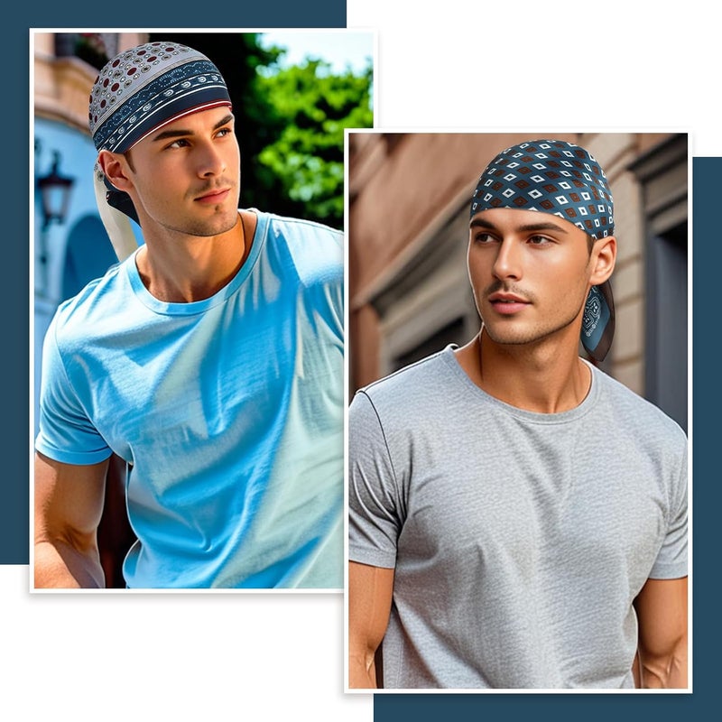 GERINLY Mens Silk Feel Scarf 2 Pack, 27 Inch Neckerchief Ascot, Novelty Head Bandana Wrap - Image 5